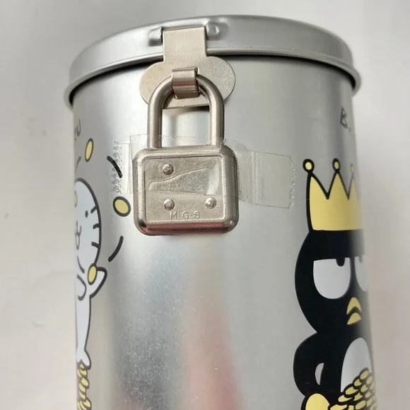 🎉DELETING TODAY Vintage Sanrio Coin Bank Silver Tin Lock Bad Badtz-Maru Hana-Mar - Picture 4 of 7